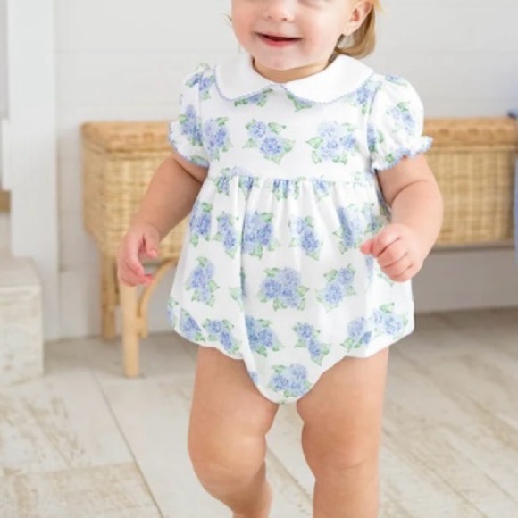 Nantucket Kids Collared Baby Bubble / Romper • Hydrangeas in Bloom / 18-24M - Picture 2 of 6